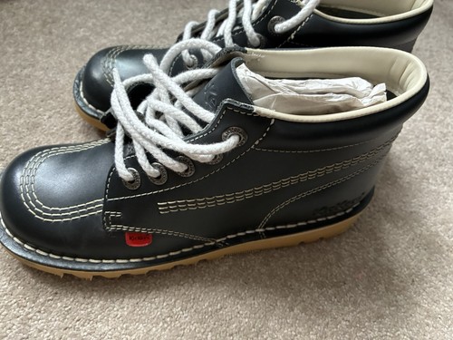 Navy leather kickers women - leather,